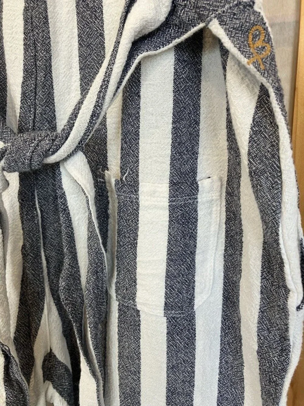 Birdwell Beach Britches Everyday Overalls Jumpsuit Striped Cotton Large, Beach